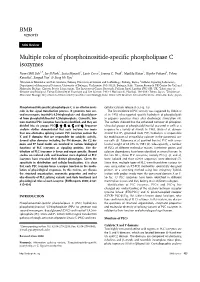 Multiple Roles of Phosphoinositide-Specific Phospholipase C Isozymes