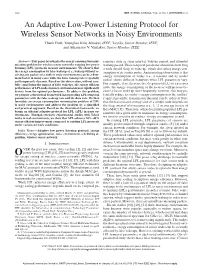 An Adaptive Low-Power Listening Protocol for Wireless Sensor Networks in Noisy Environments