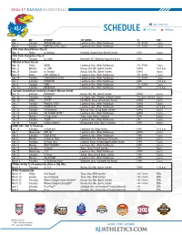 SCHEDULE @Kuhoops @Kuhoops