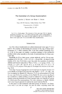 The Centralizer of a Group Automorphism