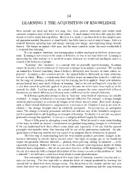 14 Learning, I: the Acquisition of Knowledge