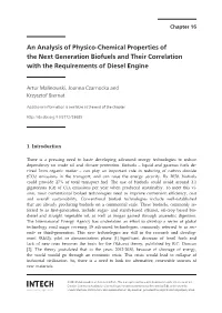 An Analysis of Physico-Chemical Properties of the Next Generation Biofuels and Their Correlation with the Requirements of Diesel Engine