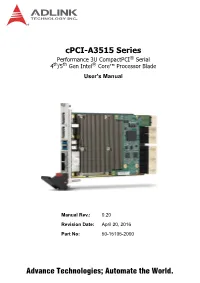 Cpci-A3515 Series 3U Compactpci Serial Processor Blade