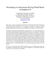 Developing an Autonomous Driving Model Based on Raspberry Pi