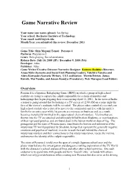 Game Narrative Review