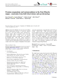 Permian Magmatism and Metamorphism in the Dent Blanche Nappe: Constraints from ﬁeld Observations and Geochronology