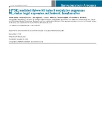 SETDB1 Mediated Histone H3 Lysine 9 Methylation Suppresses MLL-Fusion Target Expression and Leukemic Transformation