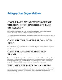 Setting up Your Casper Mattress
