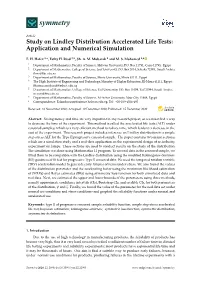 Study on Lindley Distribution Accelerated Life Tests: Application and Numerical Simulation