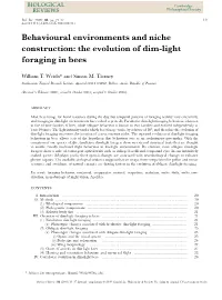 The Evolution of Dim-Light Foraging in Bees
