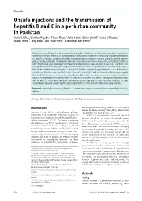 Unsafe Injections and the Transmission of Hepatitis B and C in a Periurban Community in Pakistan Aamir J