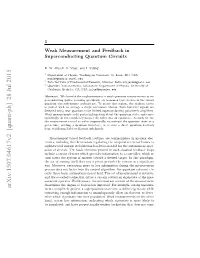 Weak Measurement and Feedback in Superconducting Quantum Circuits