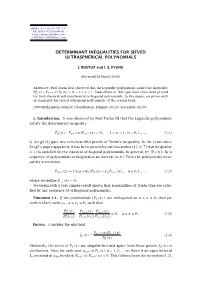 Determinant Inequalities for Sieved Ultraspherical Polynomials