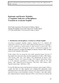 Epistemic and Deontic Modality: a Linguistic Indicator of Disciplinary Variation in Academic English