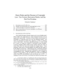 Fan Fiction, Derivative Works, and the Fair Use Doctrine