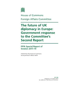 Government Response to the Committee's Second Report