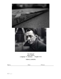 Page the Stranger Albert Camus Language A