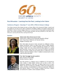 Pan Africanism - Learning from the Past, Looking to the Future