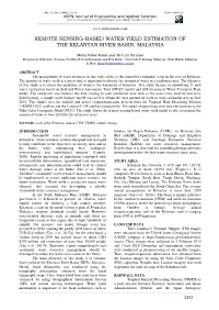Remote Sensing-Based Water Yield Estimation of the Kelantan River Basin, Malaysia