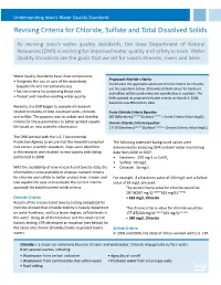 Revising Criteria for Chloride, Sulfate and Total Dissolved Solids