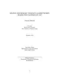 Silence and Memory: Violence Against Women During the Partition of 1947