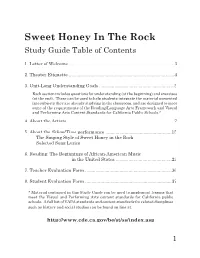 Sweet Honey in the Rock Study Guide Table of Contents