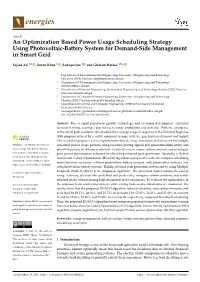 An Optimization Based Power Usage Scheduling Strategy Using Photovoltaic-Battery System for Demand-Side Management in Smart Grid