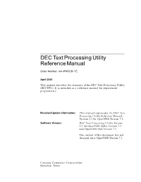 DEC Text Processing Utility Reference Manual