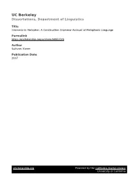 Grammar in Metaphor: a Construction Grammar Account of Metaphoric Language