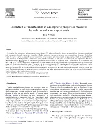 Prediction of Uncertainties in Atmospheric Properties Measured by Radio Occultation Experiments