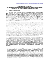 The Indonesian Program Nasional Pemberdayaan Masyarakat Mandiri: Lessons for Philippine Community-Driven Develoment