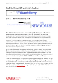 (“Blackberry”), Readings