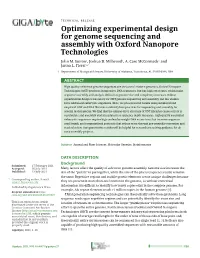 Optimizing Experimental Design for Genome Sequencing and Assembly with Oxford Nanopore Technologies John M