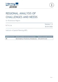 REGIONAL ANALYSIS of CHALLENGES and NEEDS for Bratislava Region
