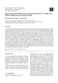 Spatio-Temporal Distribution of Aerosol and Cloud Properties Over Sindh Using MODIS Satellite Data and a HYSPLIT Model