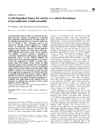 Cyclin-Dependent Kinase 4/6 Activity Is a Critical Determinant of Pre-Replication Complexassembly