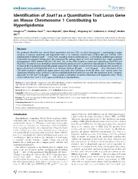 Identification of Soat1 As a Quantitative Trait Locus Gene on Mouse Chromosome 1 Contributing to Hyperlipidemia