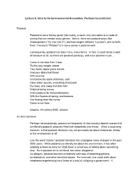 Lecture 6: Intro to the Environmental Humanities, ​Pastoral (Ecocriticism