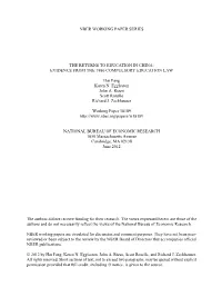 Nber Working Paper Series the Returns to Education In