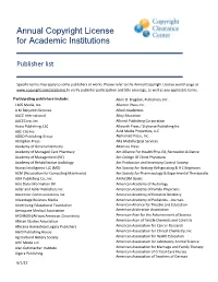 Participating Publishers List