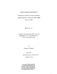 SEISMIC DESIGN DECISION ANALYSIS Sponsored by National Science Foundation Research Applied to National Needs
