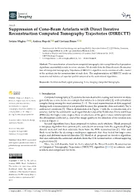 Suppression of Cone-Beam Artefacts with Direct Iterative Reconstruction Computed Tomography Trajectories (DIRECTT)