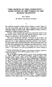 "THE CROWNS of THIS Community" ... SOME NOTES on the TURBAN in the MUSLIM TRADITION