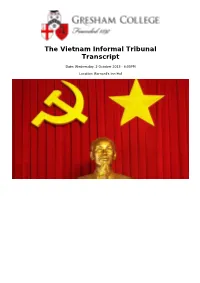 The Vietnam Informal Tribunal Transcript