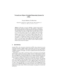 Towards an Object-Oriented Reasoning System for OWL