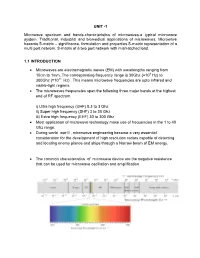 UNIT -1 Microwave Spectrum and Bands-Characteristics Of