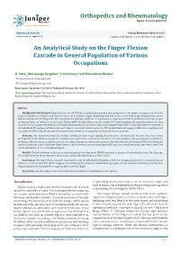 An Analytical Study on the Finger Flexion Cascade in General Population of Various Occupations