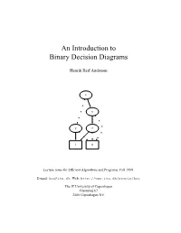 An Introduction to Binary Decision Diagrams