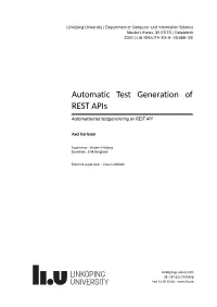 Automatic Test Generation of REST Apis Automatiserad Testgenerering Av REST API
