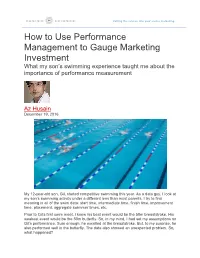 How to Use Performance Management to Gauge Marketing Investment What My Son’S Swimming Experience Taught Me About the Importance of Performance Measurement